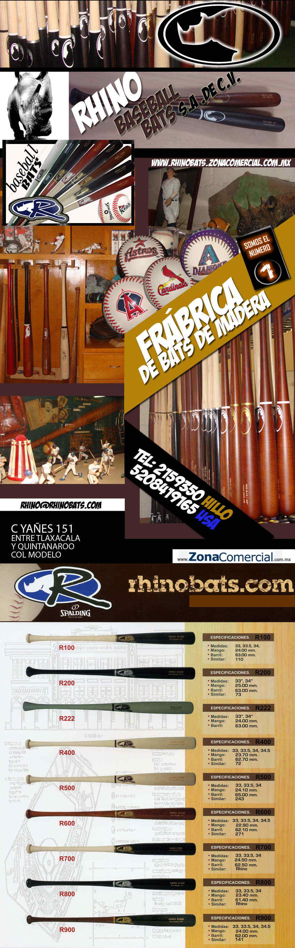 RHINO BASEBALL BATS SA D CV